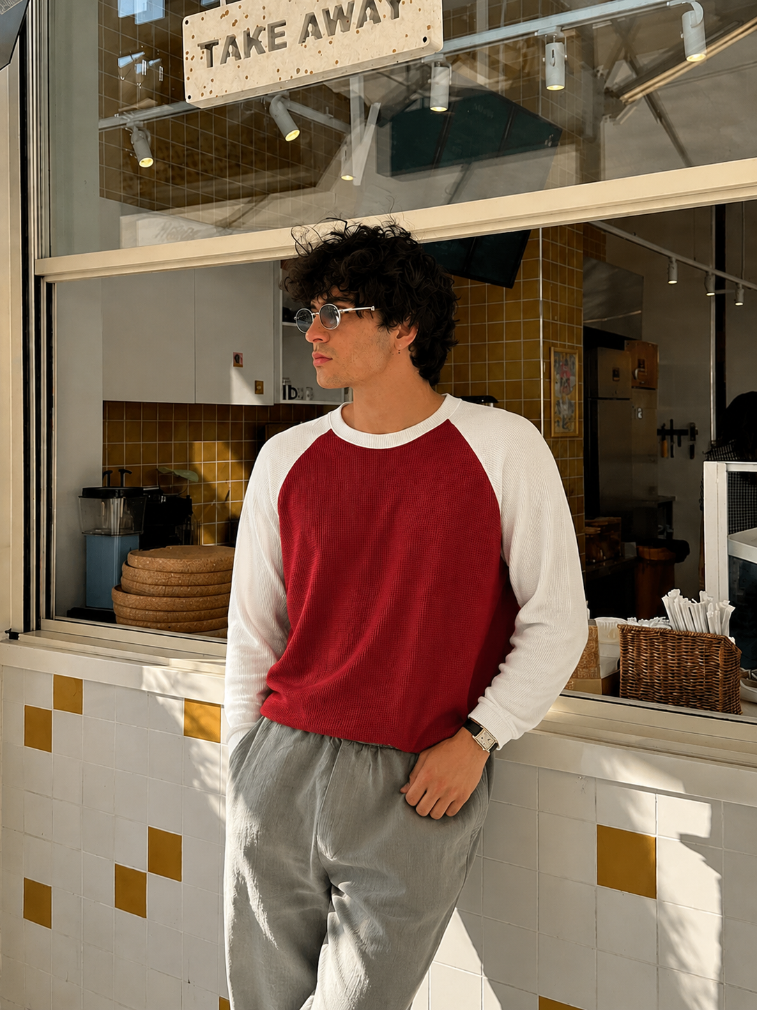 Waffle Raglan (Brick Red)